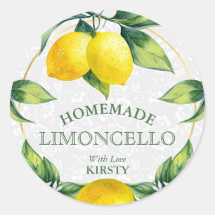 Adesivo Rótulo Elegante de Limoncello de Limão em Aquarela