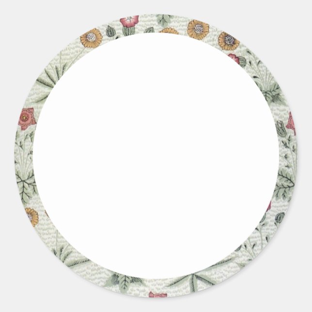 Adesivo Rótulo floral bege e verde em branco (Frente)