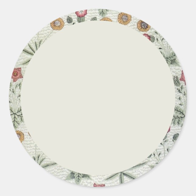 Adesivo Rótulo floral bege e verde em branco (Frente)