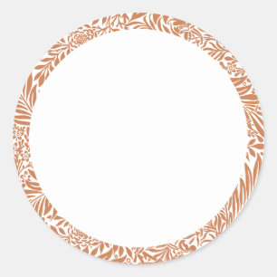 Adesivo Rótulo floral branco e terracota em branco