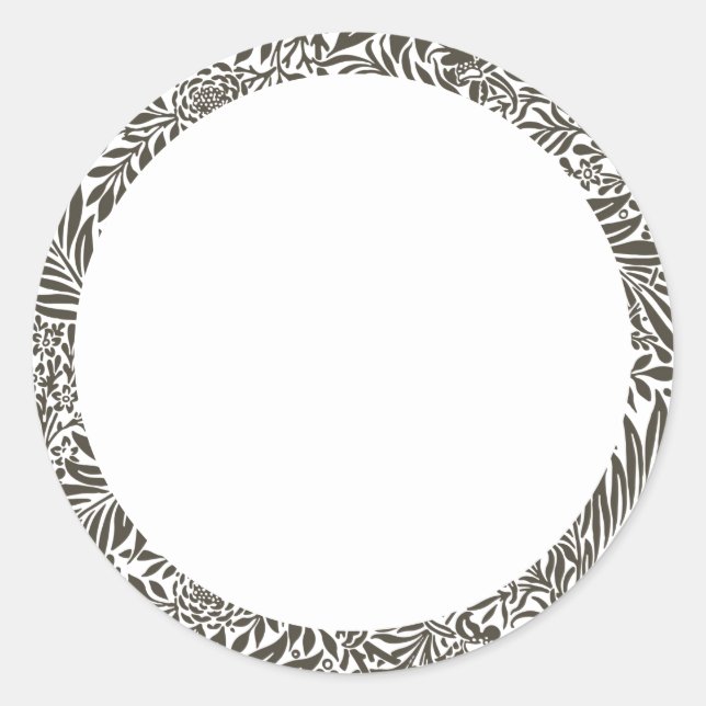 Adesivo Rótulo floral preto e branco em branco (Frente)