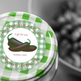 Adesivo Rótulo Gingham Verde Jalapeno Jelly Gift com Nome