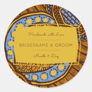 Adesivo Rótulo Global Floral Azul de Ancara Africano