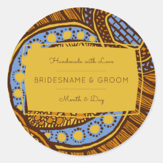 Adesivo Rótulo Global Floral Azul de Ancara Africano