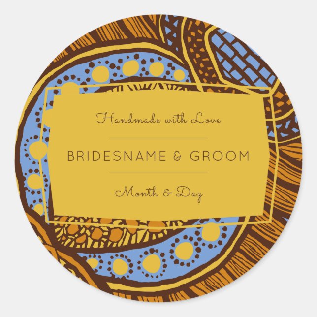 Adesivo Rótulo Global Floral Azul de Ancara Africano (Frente)