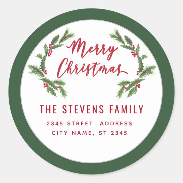 Adesivo Rótulo Holly de Feliz Natal (Frente)