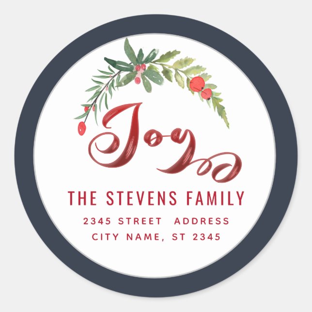 Adesivo Rótulo Holly vermelho do script moderno (Frente)