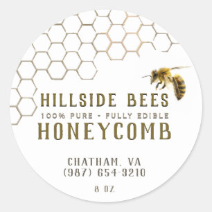Adesivo Rótulo Honeycomb com Abelha