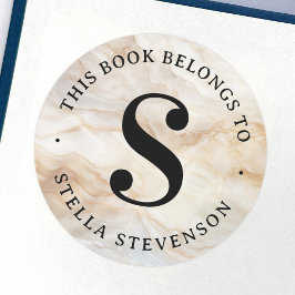 Adesivo Rótulo inicial do livro da biblioteca de mármore e