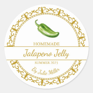 Adesivo Rótulo Jalapeno Jelly, homemade Dourada Vintage