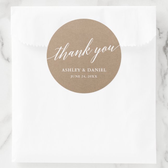 Adesivo Rótulo Kraft Casamento Rascunho Caligrafia Moderna (Bolsa)