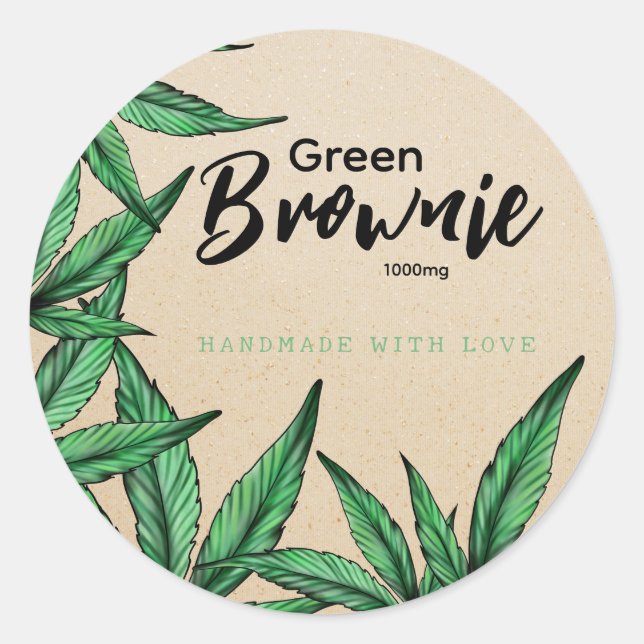 Adesivo Rótulo Kraft Green Brownie Edibles (Frente)