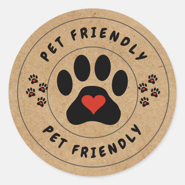 Adesivo Rótulo Kraft Pet Friendly com pata coração (Frente)