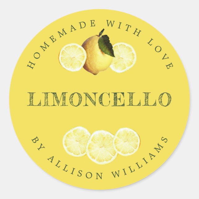 Adesivo Rótulo Limoncello de Homemade Personalizado Amarel (Frente)