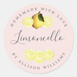 Adesivo Rótulo Limoncello de Homemade Personalizado Rosa