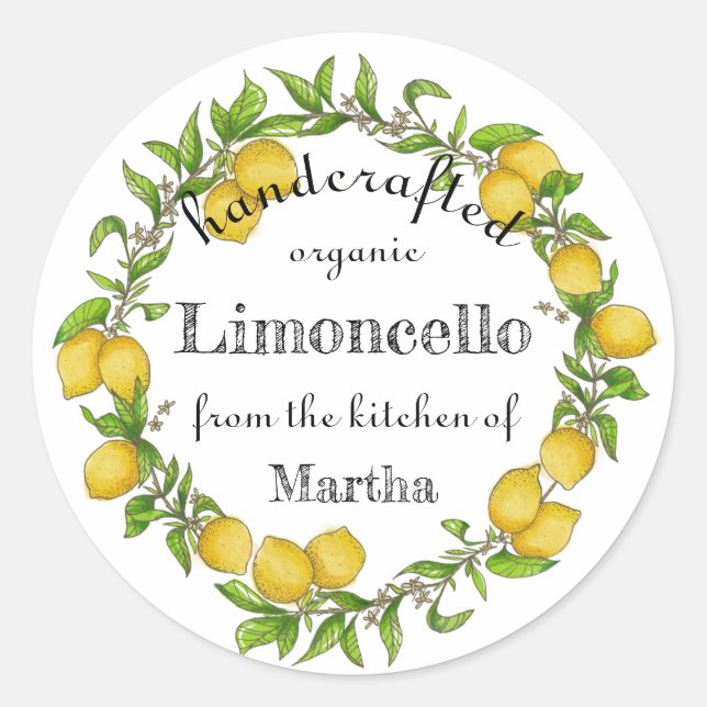 Adesivo Rótulo limoncello de limoncelo de limão de aquarel (Frente)