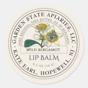 Adesivo Rótulo Lip Balm com Bergamot Selvagem na Costa do