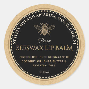 Adesivo Rótulo Lip Balm NEGRO NA Cera de Beescera KRAFT