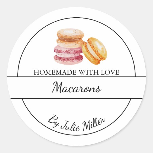 Adesivo Rótulo Macarons Simples Homemade (Frente)