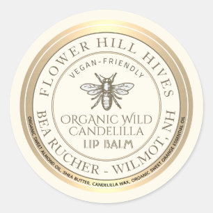 Adesivo Rótulo Mini Apiary Heraldic Bee Lip Balm ou Candel