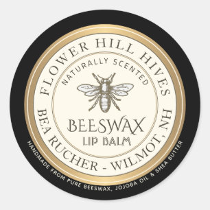 Adesivo Rótulo Mini Apiary Heraldic Bee Lip Balm ou Candel