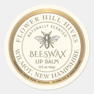 Adesivo Rótulo Mini Apiary Heraldic Bee Lip Balm ou Candel