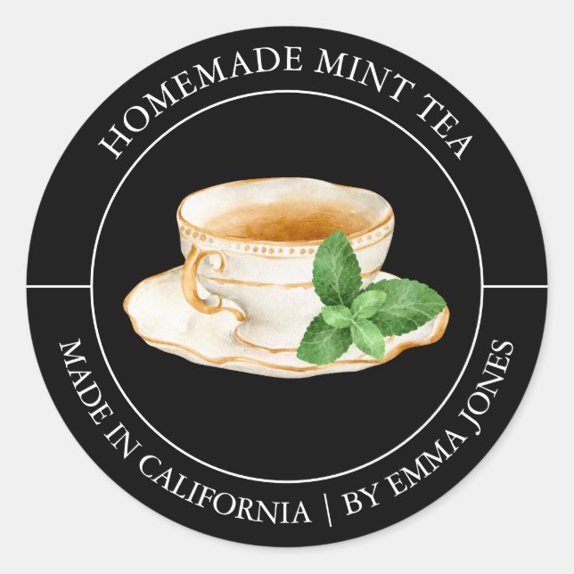 Adesivo Rótulo Mint Tea Modern (Frente)