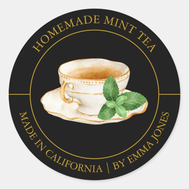 Adesivo Rótulo Mint Tea Modern (Frente)