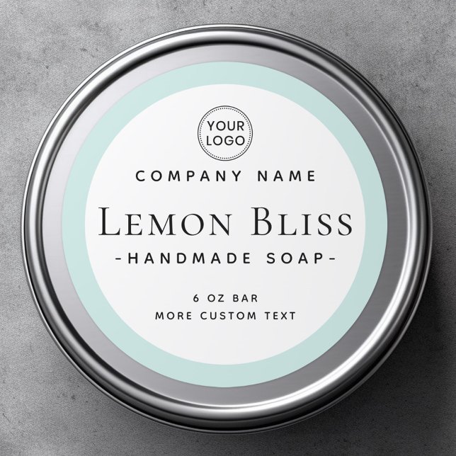 Adesivo Rótulo moderno de bordo azul aqua (Modern light aqua blue border product label)