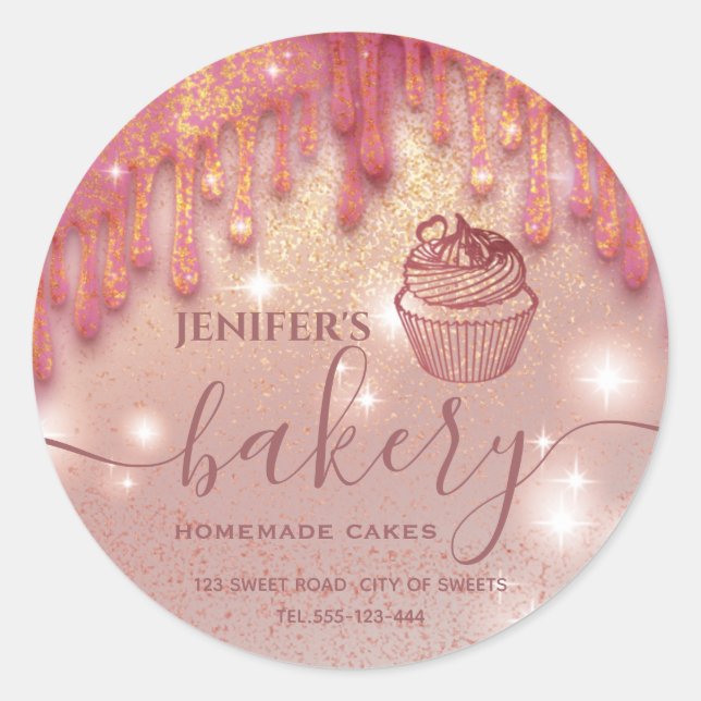 Adesivo Rótulo moderno de faísca goteja de panela de cupca (Frente)