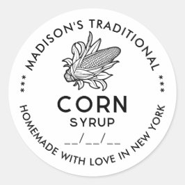 Adesivo Rótulo moderno de xarope de milho com espiga preta