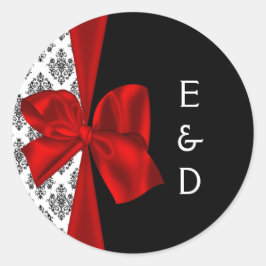 Adesivo rótulo Monograma de casamento vermelho