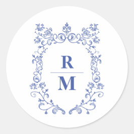 Adesivo Rótulo Monograma do casamento personalizado Crest