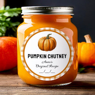 Adesivo Rótulo para conserva de chutney de abóbora xadrez