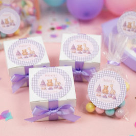 Adesivo Rótulo Personalizado de Gingham Lavanda para 1º An