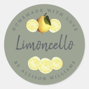 Adesivo Rótulo Personalizado de Limoncello Caseiro Sage Ve