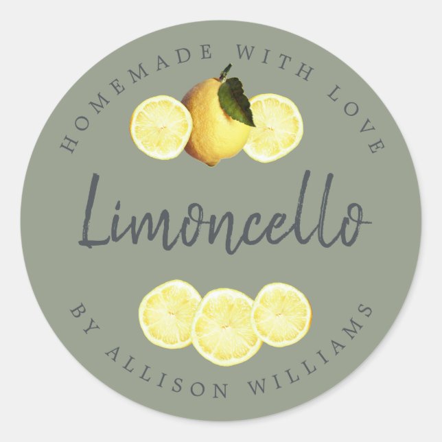 Adesivo Rótulo Personalizado de Limoncello Caseiro Sage Ve (Frente)