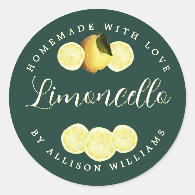 Adesivo Rótulo Personalizado de Limoncello Caseiro Verde E (Frente)