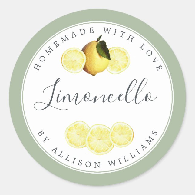Adesivo Rótulo Personalizado de Limoncello Caseiro Verde L (Frente)