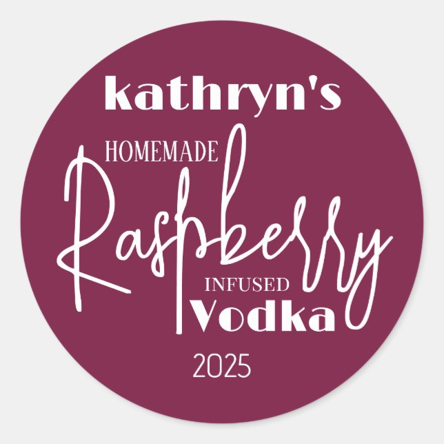 Adesivo Rótulo Personalizado De Vodka De Framboesa Homemad (Frente)