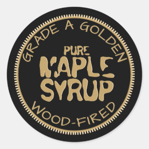 Adesivo Rótulo Personalizado Preto e Dourado do Xarope de
