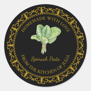 Adesivo Rótulo Pesto do Espinafre Homemado da Vintage em P