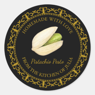 Adesivo Rótulo Preto de Pesto de Pistácio Caseiro Vintage