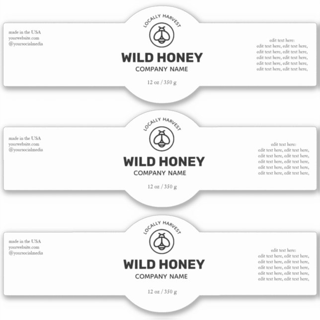 Adesivo Rótulo Preto e Branco Honey Vinyl (Frente)