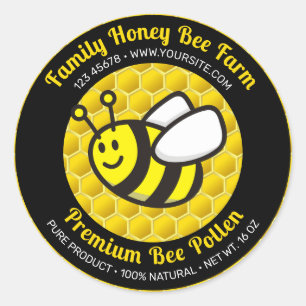 Adesivo Rótulo Redondo de Cartoons de Honeybee