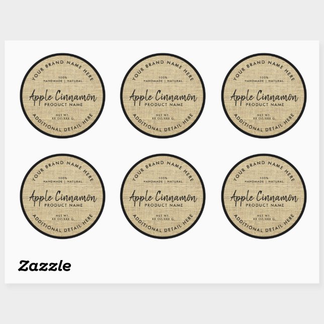 Adesivo Rótulo Redondo de Textura de aniagem Produto (Folha)