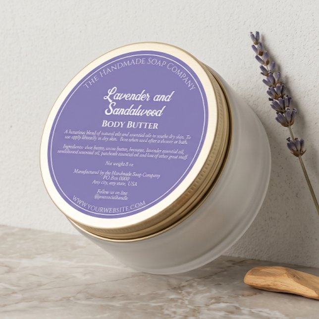 Adesivo Rótulo Roxo de Jarra de Cosméticos c/ Ingredientes (Criador carregado)