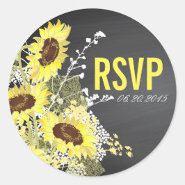 Adesivo Rótulo RSVP de Casamento Russo de Girassol de Chal