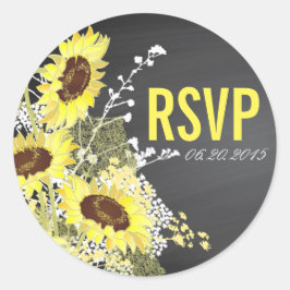 Adesivo Rótulo RSVP de Casamento Russo de Girassol de Chal