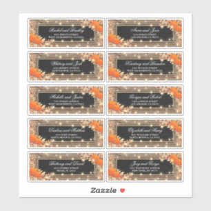 Adesivo Rótulo Rustic Autumn Fall Name and Address Weddin
